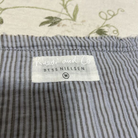 Khadi and Co. Bess Nielsen Blouse Stripe Medium Brown Blue - Picture 10 of 16